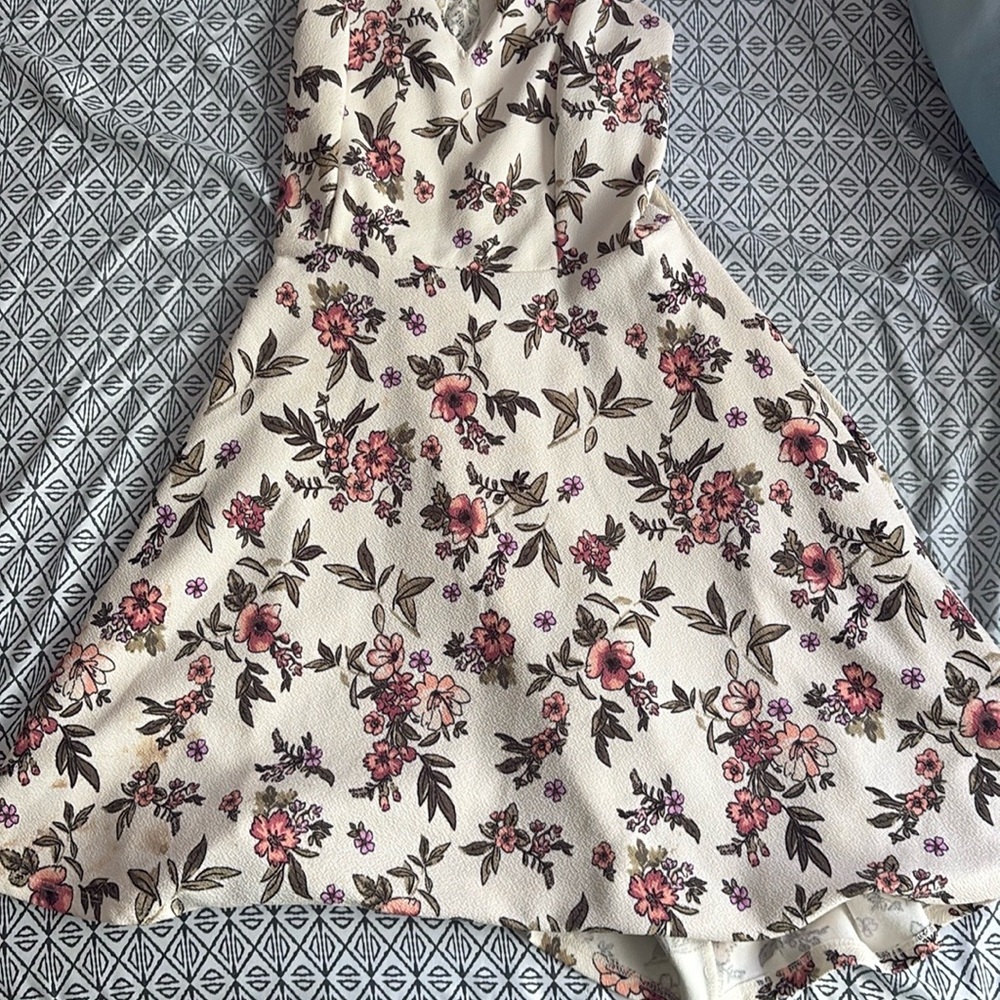 No Boundaries Cream Red Sundress Spaghetti Strap Wedding Guest